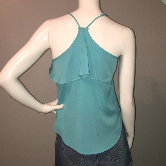 NWOT Blue Racerback Style Flutter Top Small - Picture 4 of 10